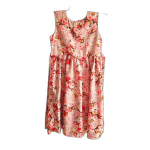 Lovely Pink Floral Sleeveless A-Line Dress - Girls/Junior Size